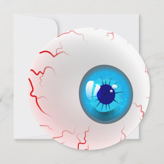 Halloween Party! Personalised Spooky Blue Eyeball Invitation (Front)
