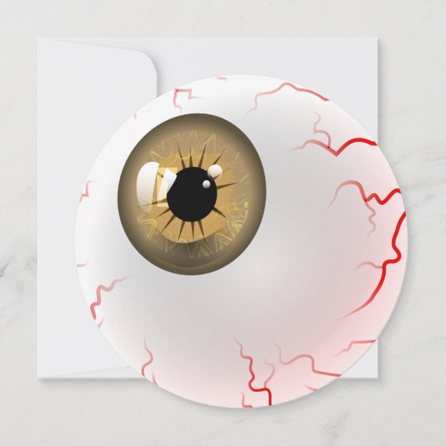 Halloween Party! Personalised Spooky Brown Eyeball Invitation (Front)