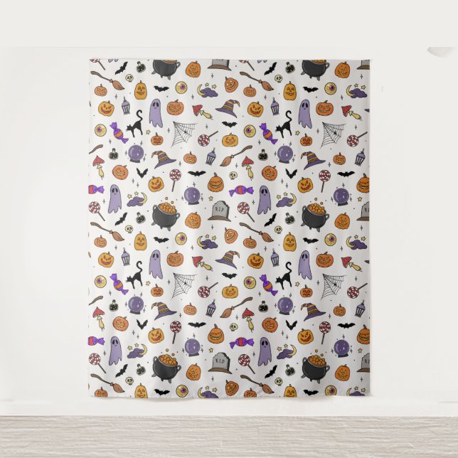 Halloween Party Photo Backdrop Tapestry (Front)