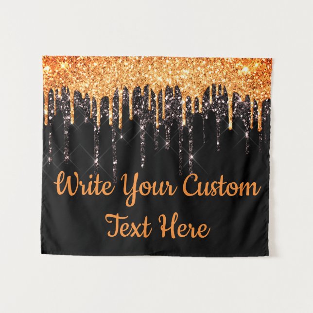 Halloween Party Photo Booth Backdrop Orange Black Tapestry (Front (Horizontal))