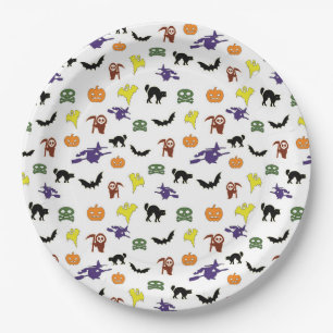 Halloween Party Plates multicolor pattern