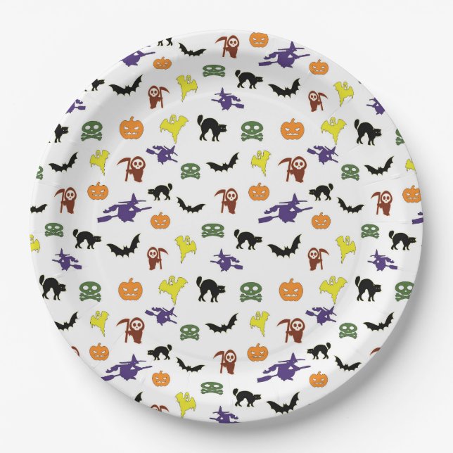 Halloween Party Plates multicolor pattern (Front)
