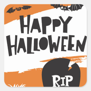 Halloween Party Print - Bats and Cemetery RIP Square Sticker