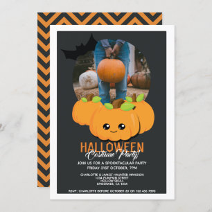 Halloween Party Pumpkin And Bat Personalised Invitation