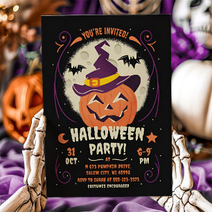 Halloween Party Pumpkin Invitation Jack O'Lantern