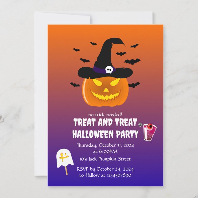 Halloween Party Pumpkin Jack o’ Lantern Invitation (Front)