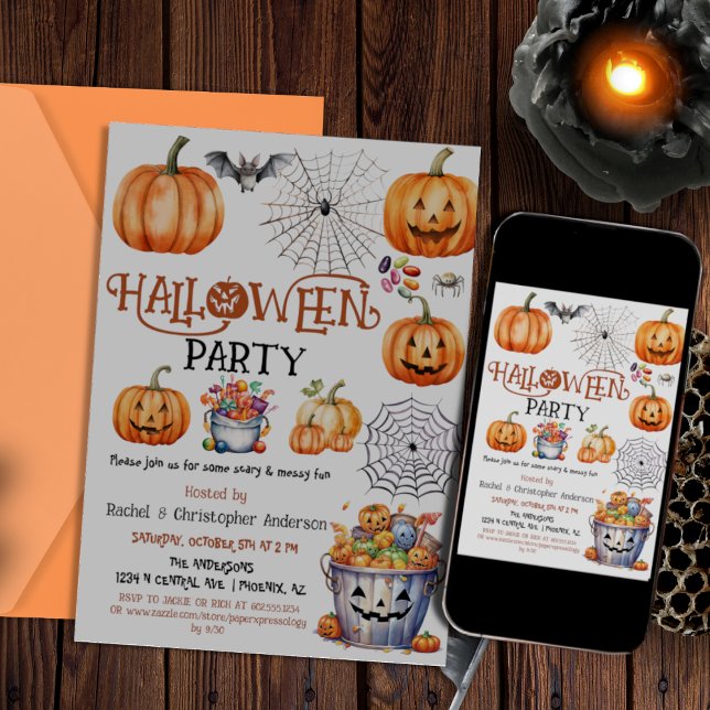 Halloween Party Pumpkin Trick or Treat Kids Adults Invitation (Creator Uploaded)