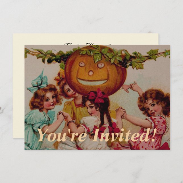 Halloween Party Pumpkin vintage Invitation (Front/Back)