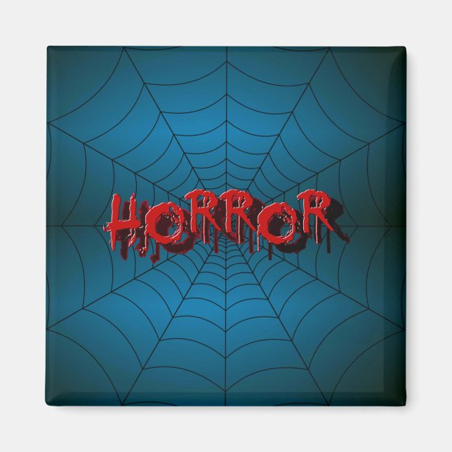 Halloween Party Red Horror Spider Web Blue Scary Magnet (Front)