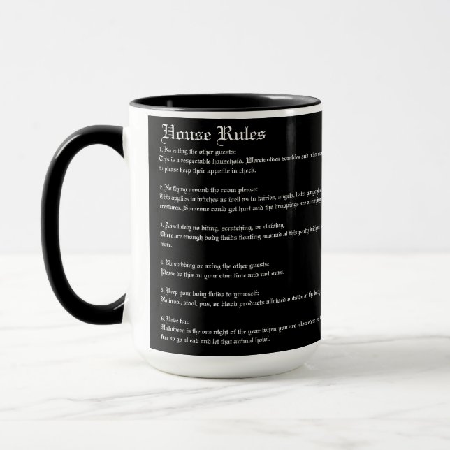 Halloween Party Rules Mug (Left)
