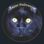 Halloween Party Scary Black Cat Horror Night Classic Round Sticker<br><div class="desc">Halloween Party Scary Black Cat Horror Night Classic Round Sticker. Unique,  beautiful,  stylish design. Easy to be personalised. Font style,  size and colours can be changed. Matching items are available.</div>