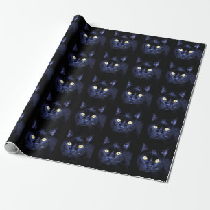Halloween Party Scary Black Cat Horror Night Wrapping Paper