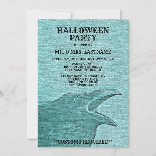 Halloween Party Scary Craw Green Spooky Invitation (Front)
