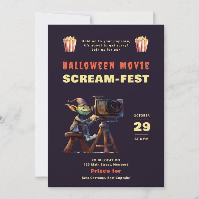 Halloween Party Scary Movies Night Scream-Fest Invitation (Front)