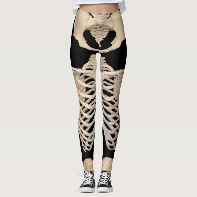 Halloween Party Scary Zombie Cage Skeleton Leggings (Front)