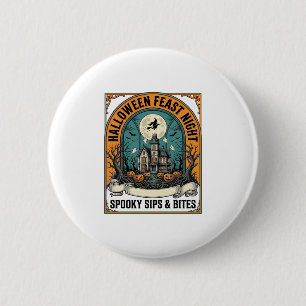 Halloween Party Shirt Spooky Feast Haunted House_1 6 Cm Round Badge
