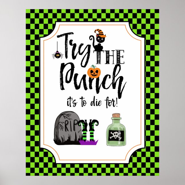 halloween party sign try the punch bar sign (Front)
