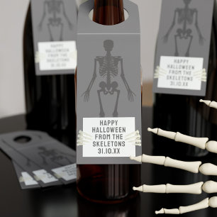Halloween Party Skeleton Bones Bottle Hanger Tag