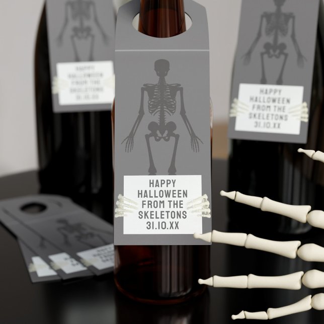 Halloween Party Skeleton Bones Bottle Hanger Tag (Creator Uploaded)