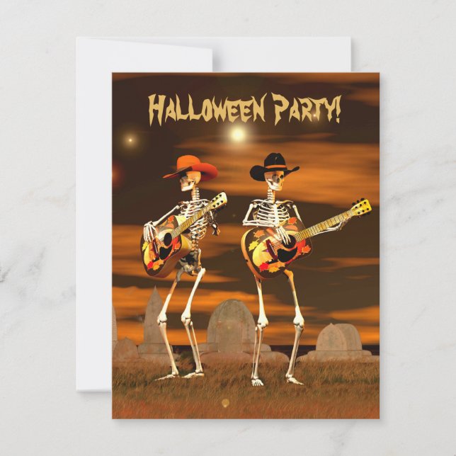Halloween Party Skeleton Musicians Invitation (Front)