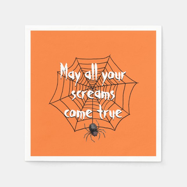 Halloween Party Spider in Web   Napkin (Front)