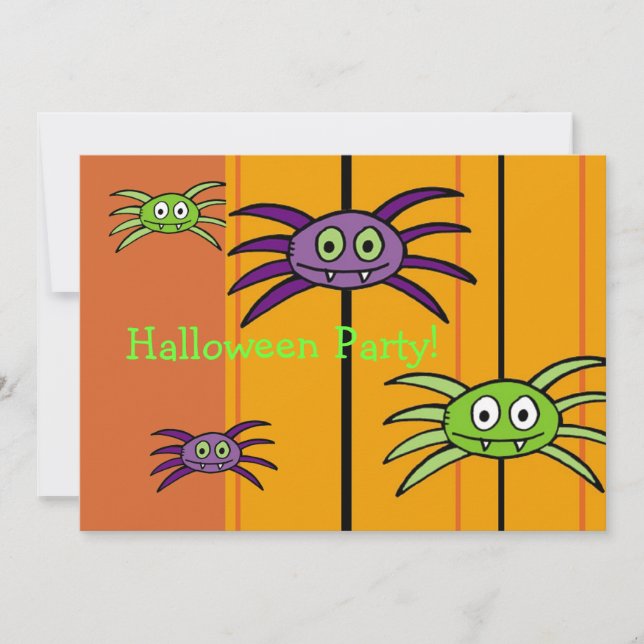 Halloween Party Spiders Invitation (Front)