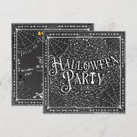 Halloween Party Spiderwebs & Bones Black White