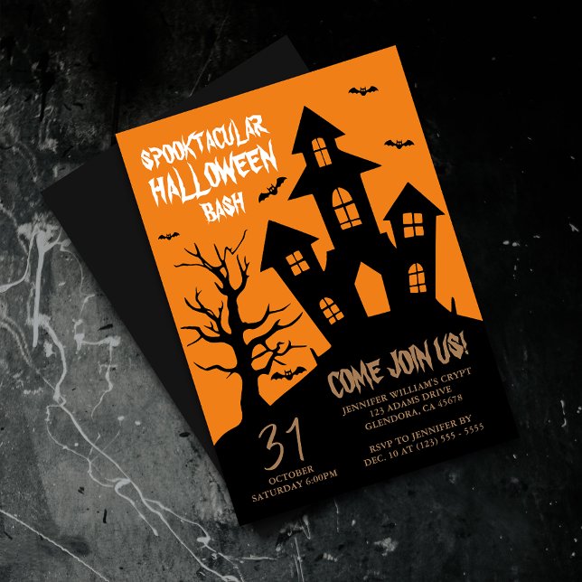 Halloween Party Spooktacular Haunted House  Invitation (Elevate your upcoming event with this spooky and captivatingly designed Halloween invitation!)