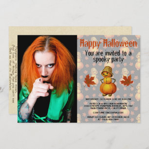 Halloween Party Spooky Pumpkin Man with Basket hat Invitation
