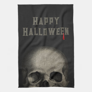 Halloween Party Spooky Skull Tea Towel