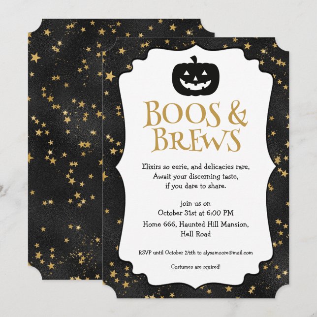 Halloween Party Stars Pattern Invitation (Front/Back)