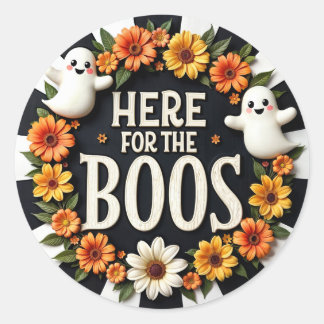 Halloween Party Supplies 'Here for the Boos' Classic Round Sticker