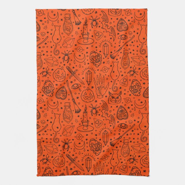 Halloween Party Tea Towel (Vertical)