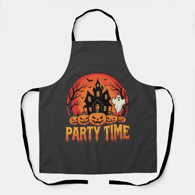 Halloween Party Time Ghost Pumpkin Design_1 Apron (Front)