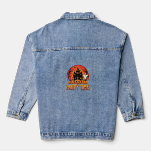 Halloween Party Time Ghost Pumpkin Design_1 Denim Jacket