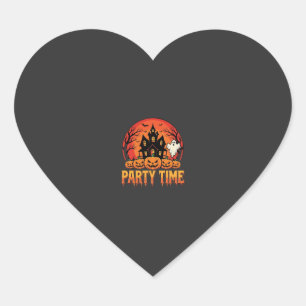 Halloween Party Time Ghost Pumpkin Design_1 Heart Sticker