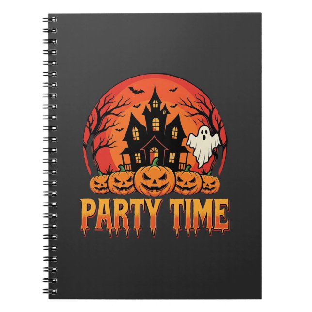 Halloween Party Time Ghost Pumpkin Design_1 Notebook (Front)