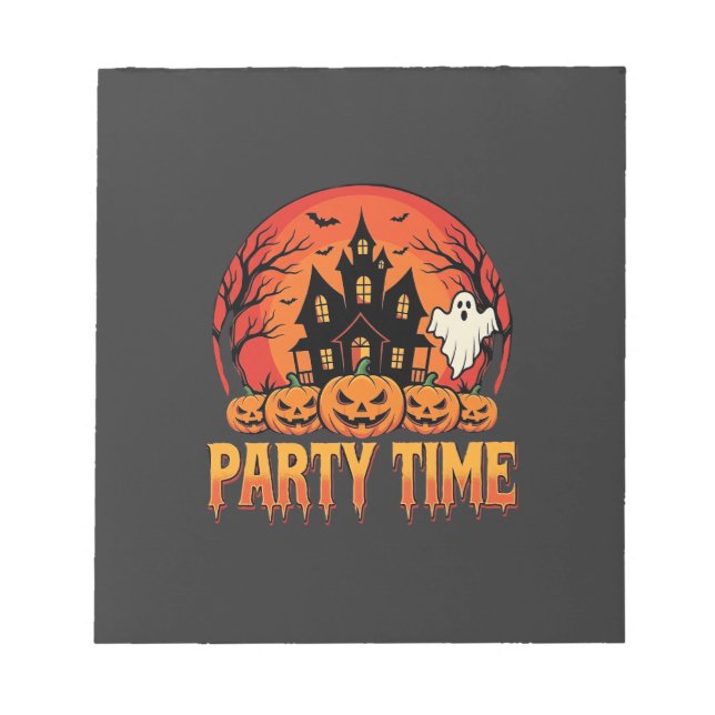 Halloween Party Time Ghost Pumpkin Design_1 Notepad (Front)