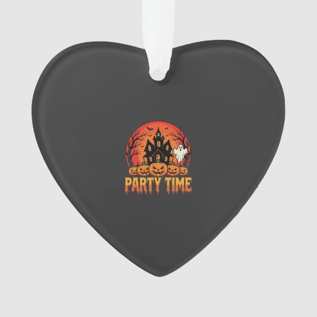 Halloween Party Time Ghost Pumpkin Design_1 Ornament (Front)