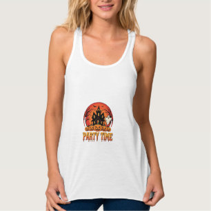 Halloween Party Time Ghost Pumpkin Design_1 Singlet