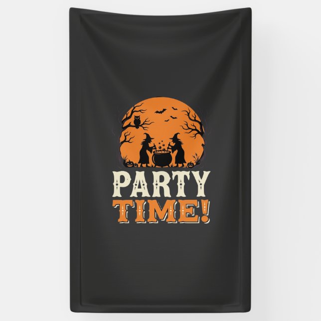 Halloween Party Time Witch Cauldron Design_1 Banner (Vertical)