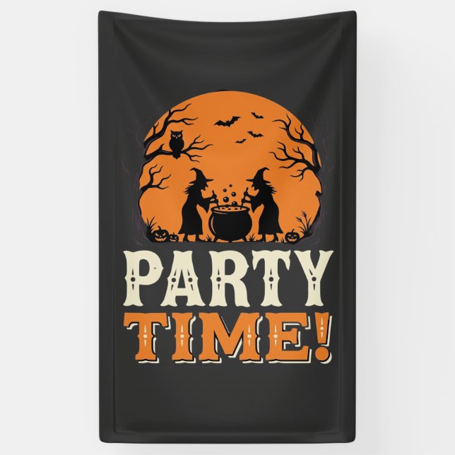 Halloween Party Time Witch Cauldron Design_1 Banner (Vertical)