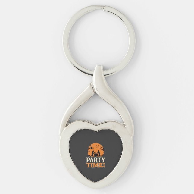 Halloween Party Time Witch Cauldron Design_1 Key Ring (Front)