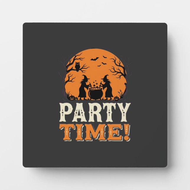 Halloween Party Time Witch Cauldron Design_1 Plaque (Front)