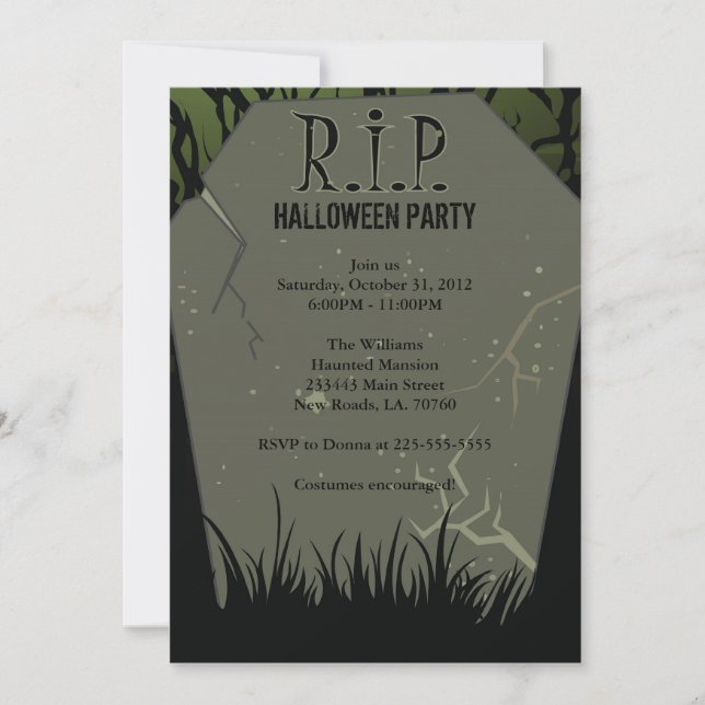 Halloween Party Tombstone Invitation (Front)