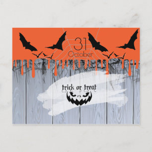 Halloween Party "Treat or Trick" Loft Modern Announcement Postcard