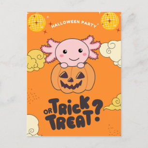 Halloween Party Trick Or Treat Axolotl Pumkin Holi Holiday Postcard