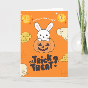 Halloween Party Trick Or Treat Bunny Pumkin Holida Holiday Card