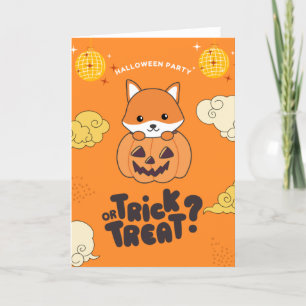 Halloween Party Trick Or Treat Fox Pumkin Holiday  Card