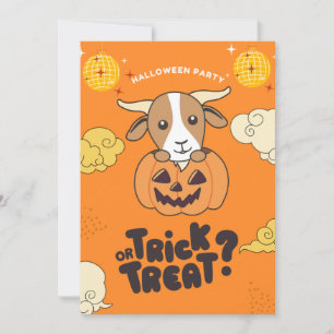 Halloween Party Trick Or Treat Goat Pumkin Holiday Card